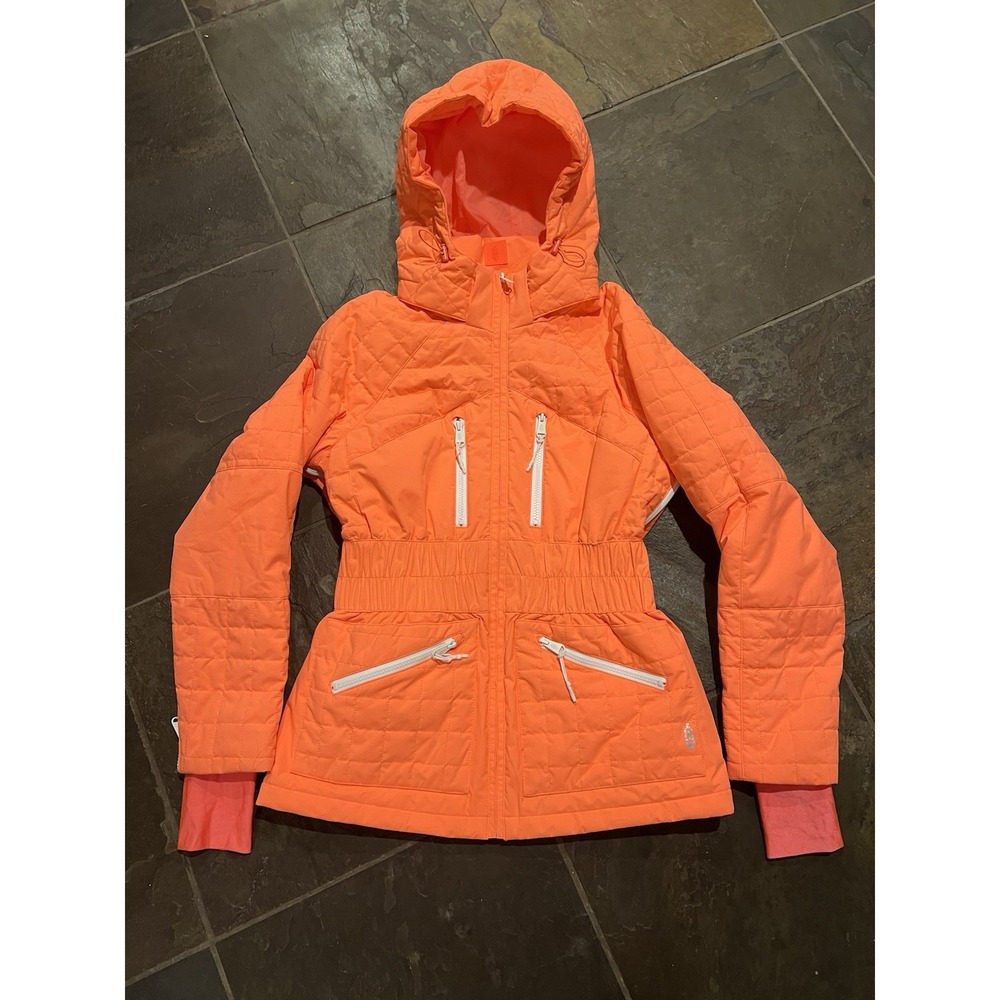 Free People Movement All Prepped Ski Jacket Size Medium in Neon Peach - Picture 3 of 6
